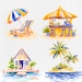 Watercolor Summer Vacation Clipart: Travel Graphics (PNG) - Etsy