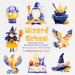 L'école de sorcier aquarelle Clip Art, école de magie PNG, clipart école de magie, clipart sorcier, sorcier PNG, école de sorcier PNG, usage Commercial.