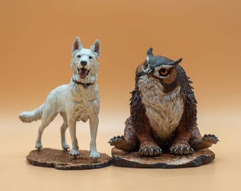 Scratch and Owlbear Cub Miniature: Baldur's Gate 3 Resin Figurine