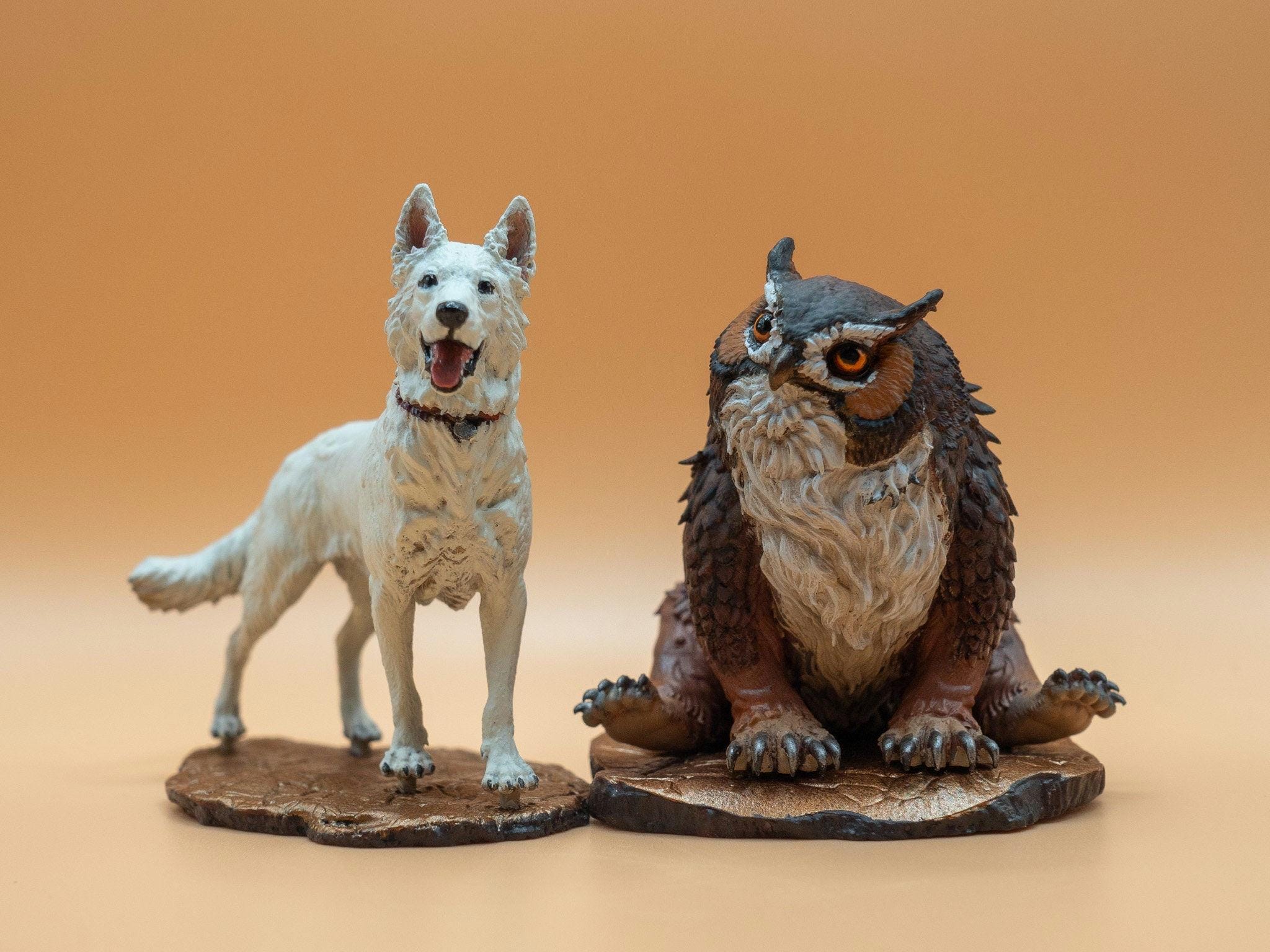 Scratch and Owlbear Cub Miniature: Baldur's Gate 3 Resin Figurine