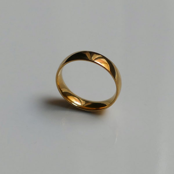 Bague en or 6 mm, anneau en acier inoxydable de haute qualité plaqué or, anneau de mariage, bijoux pour homme et femme, cadeau pour lui et elle, bague en or