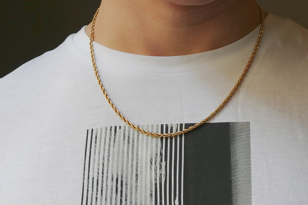 Golden Rope Chain, Rope Style Gold Plated Stainless Steel Chain