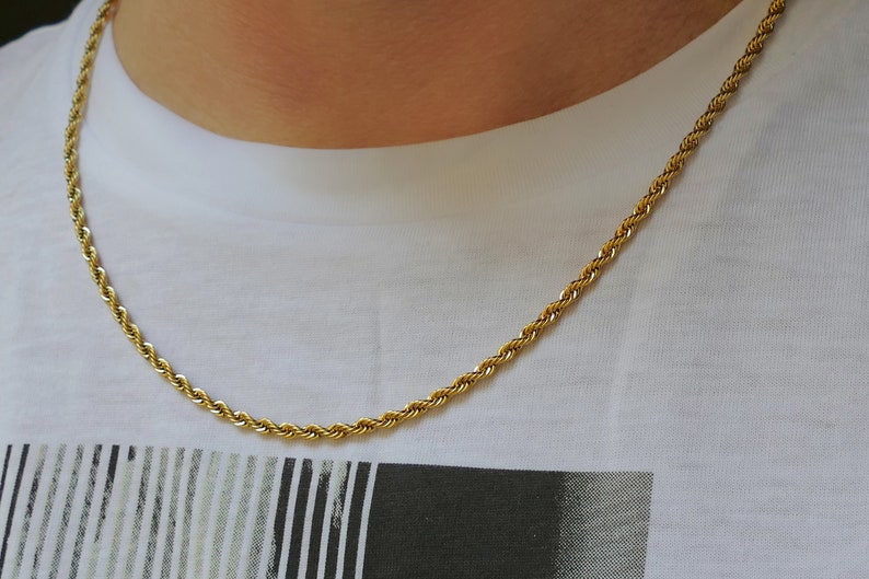 Golden Rope Chain, Rope Style Gold Plated Stainless Steel Chain