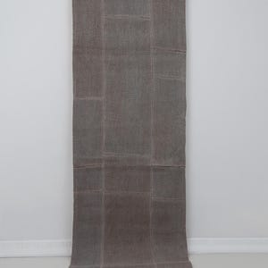 Tapete corredor vintage turco de cânhamo patchwork 2x9, feito à mão, bege neutro, para corredor, corredor longo rústico para cozinha.