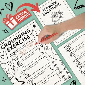 Grounding Exercise Coloring Page | Zones of Regulation, Coping Skills & Emotions Worksheet for Mindfulness Practice | Art Therapy Activity