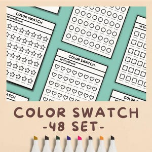 Printable Color Swatch Chart for Alcohol Markers & Colouring Pencils | 48 Set Template | Blank Cards to Organize Your Coloring Mediums - PDF