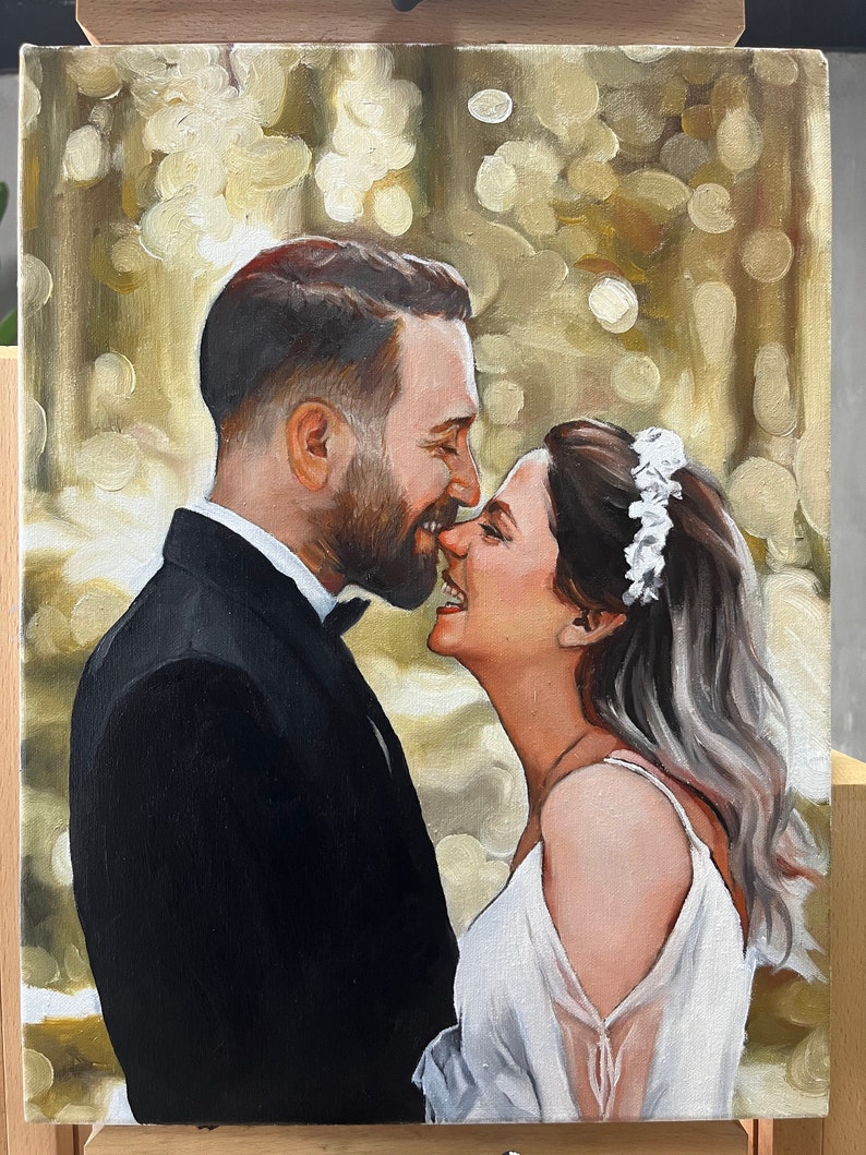 Custom oil painting from photo, couple portrait gift, anniversary gifts, handmade wall art, canvas painting, personalized gift, home decor image 3