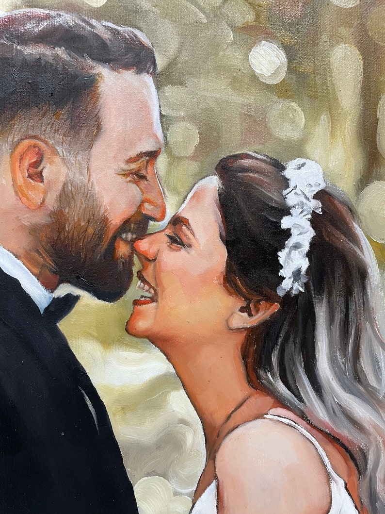 Custom oil portrait painting from photo, Couple portrait, Anniversary gifts, Mother's Day gifts, handmade canvas painting, Personalized Gift image 8