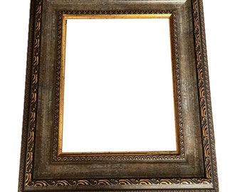 Custom picture frame distressed bronze, Wall Hanging canvas frame,vintage ornate poster painting gallery wall art frame,Plexiglass & Backing