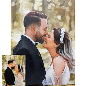 Custom oil portrait painting from photo, Couple portrait, Anniversary gifts, Mother's Day gifts, handmade canvas painting, Personalized Gift image 1