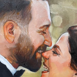 Custom oil portrait painting from photo, Couple portrait, Anniversary gifts, Mother's Day gifts, handmade canvas painting, Personalized Gift image 7