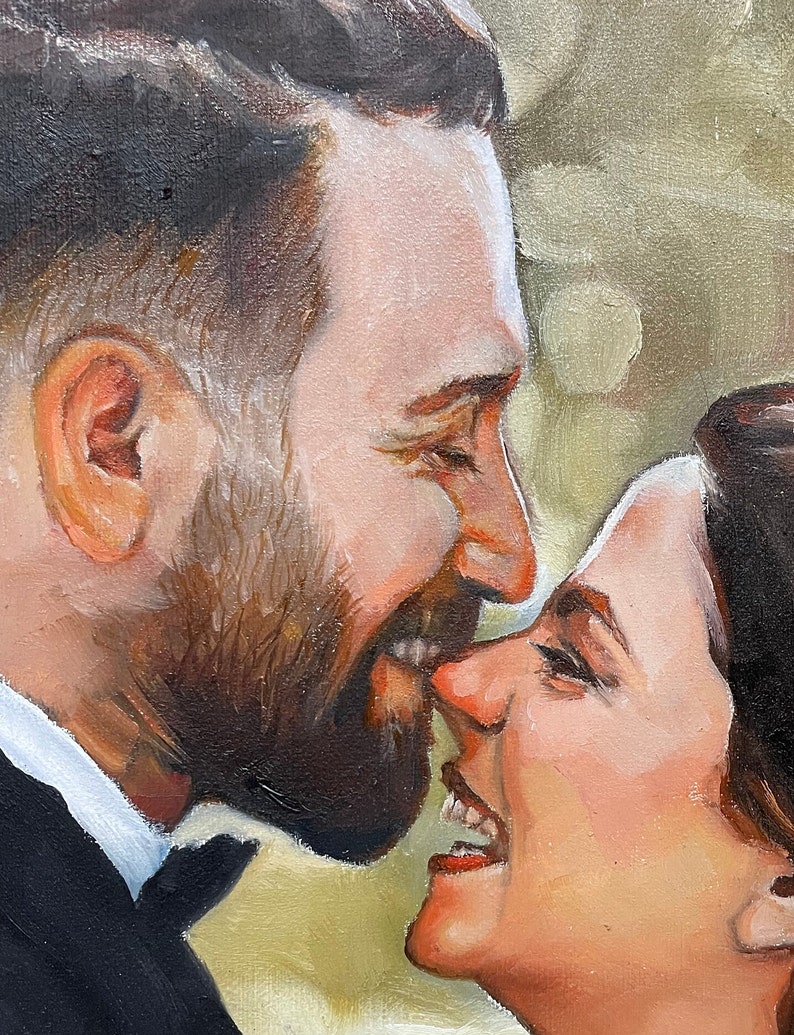 Custom oil portrait painting from photo, Couple portrait, Anniversary gifts, Mother's Day gifts, handmade canvas painting, Personalized Gift image 7