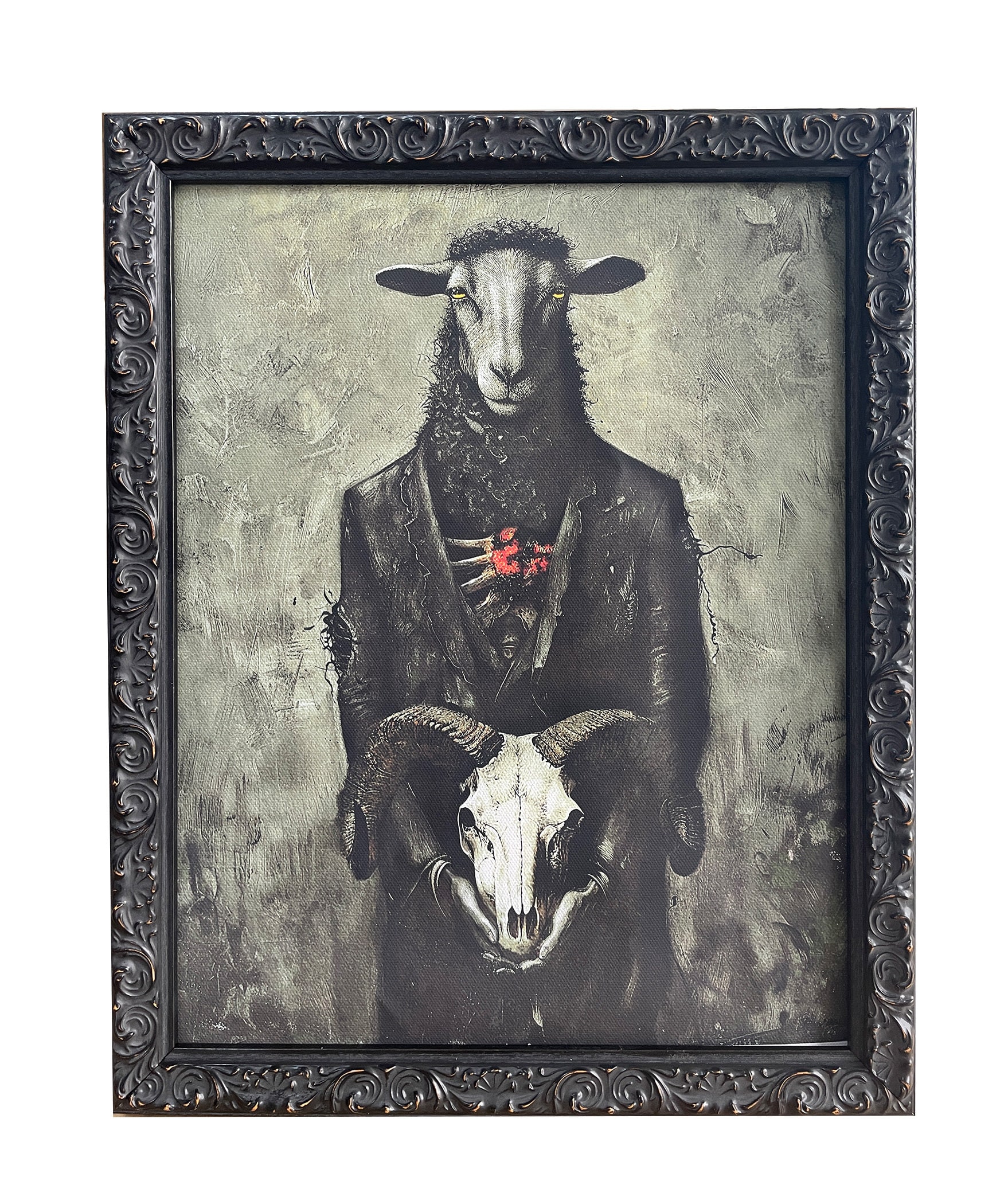 Ornate Wood Picture Frame: Black Antique Gothic Wall Art