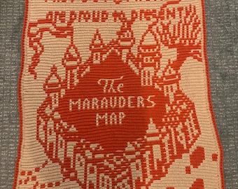 Marauders Map Mosaic Crochet Blanket