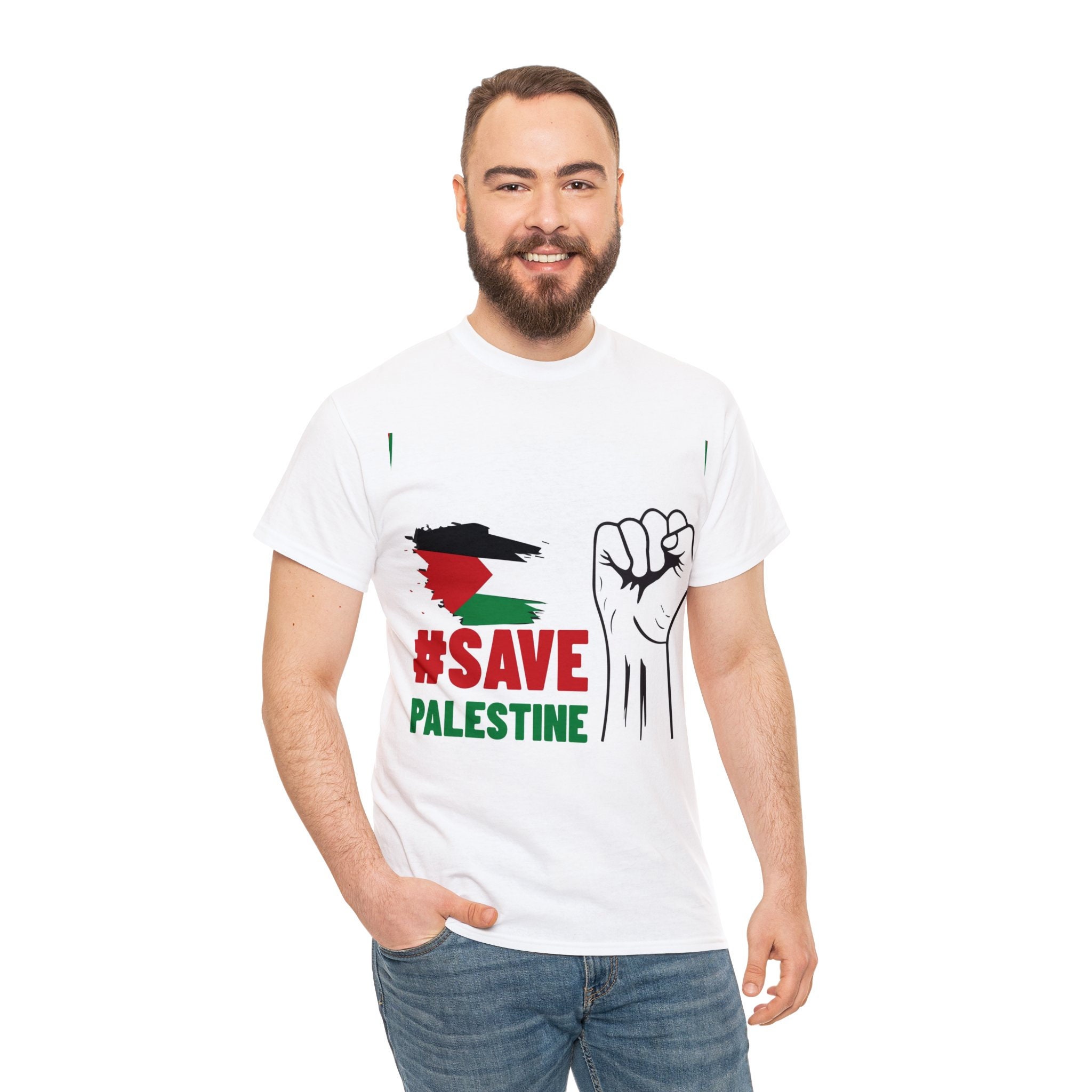 Heavy Cotton Unisex Save Palestine Tee, Comfortable and Durable, for
