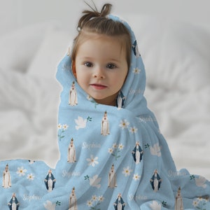 Customizable Marian Blanket, Our Lady of Fatima, Baptism gift, Catholic Prayer Plush Blanket, Virgin Mary, Christian Prayer Baby Blanket