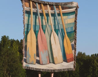 Lakehouse Decor Paddle Woven Throw Lake House Gifts House Warming Gift for Couples Lakehouse Decoration Housewarming Blanket New Home Owner