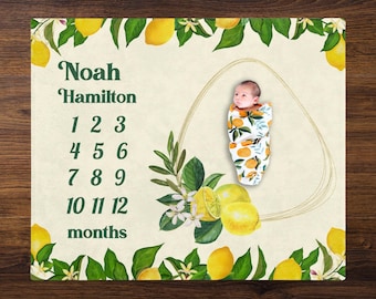 Lemon Girl Boy Milestone Blanket, Summer Lemon Monthly Baby Blanket, Lemons Nursery, Baby Shower Gift, Sunny Nursery Theme, Newborn Lemons