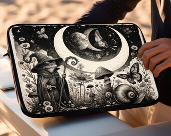 Goblincore Wizard Frog Laptop Macbook Air Pro Sleeve, Laptop Case, Ipad Sleeve,  Dark Cottagecore, Celestial, Witchy,  Fairy Grunge, Toad