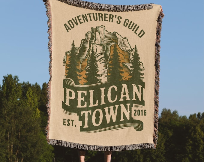 Adventurer’s Guild Pelican Town Stardew Valley Blanket, Stardew Gifts Merch Woven Minky Plush Blanket Tapestry Geek Gamer Nerd Video Game