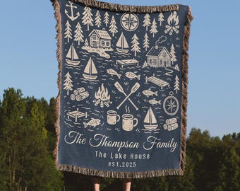 Lakehouse Decor Personalized Throw Lake House Gifts House Warming Gift for Couples Lakehouse Decoration Housewarming Blanket New Home Owner