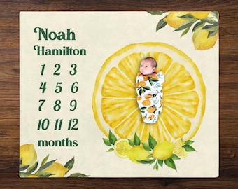 Lemon Girl Boy Milestone Blanket, Summer Lemon Monthly Baby Blanket, Lemons Nursery, Baby Shower Gift, Sunny Nursery Theme, Newborn Lemons