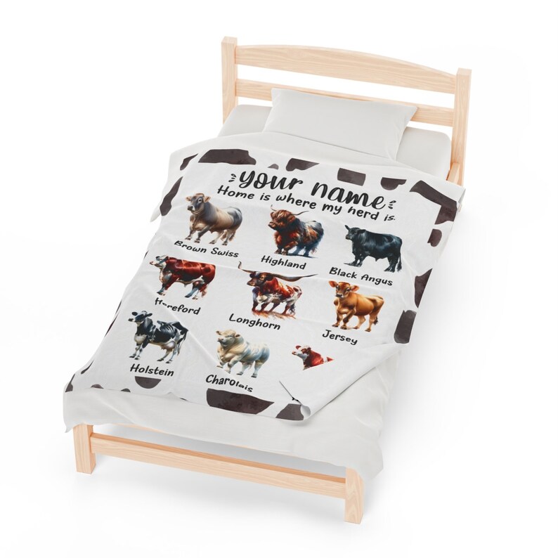 Cow Blanket Highland Cow Blanket Farm Girl Blanket Rancher Gift Personalized Blanket Herding