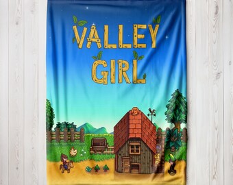 Stardew Valley Girl Blanket Stardew Valley Gifts Woven Minky Plush Blanket Couch Tapestry Geek Gamer Nerd Video Game, gift for her Chirstmas