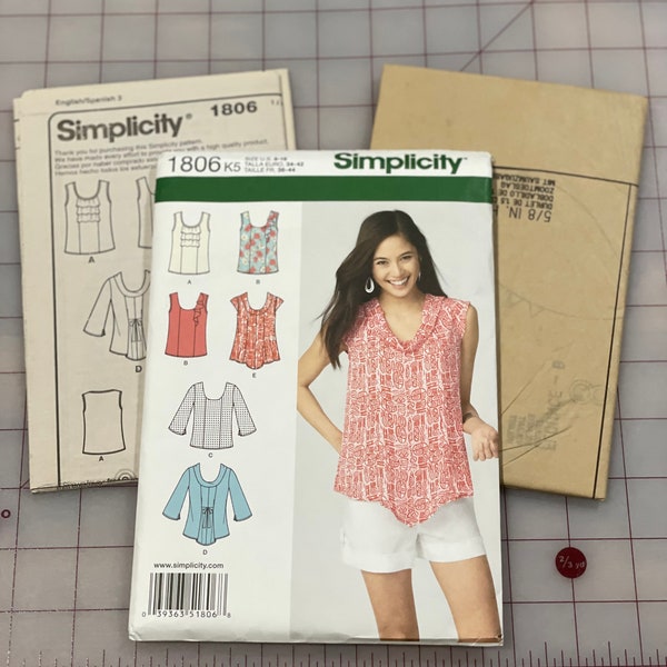 Simplicity 1806 - Women’s Blouse Top Sewing Pattern - Woman’s Size US 8 10 12 14 16 - New & Uncut Tissue Paper Pattern