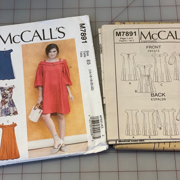 Woman’s Swing Dress Sewing Pattern - McCall’s 7891 - Woman’s Size 14 16 18 20 22