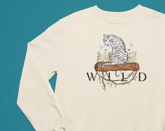 Sudadera - Tigre Blanco Salvaje - Floral - Unisex - Estilo Salvaje