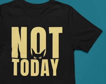 オーバーサイズTシャツ - Not Today - Antisocial Hide Cat - || Black Cat