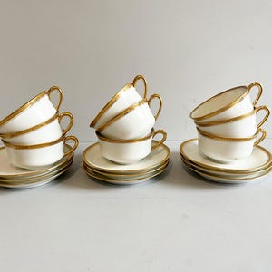 Porcelain cups and saucers, Haviland Limoges, early 20th century