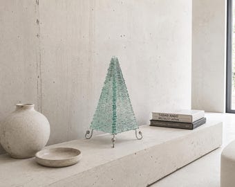 Large pyramidal lamp with glass inserts, Tao Tesserine, Italy, Pia Manu style, circa 1960