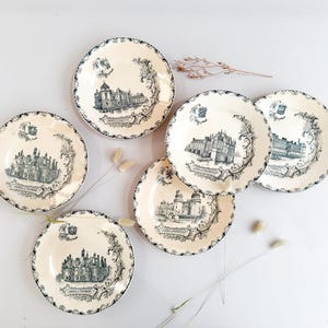 6 iron earth dessert plates, Châteaux model, Léon Graves Clairefontaine, 19th century