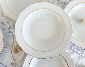 Saturnia Tokio Lot De 6 Assiettes Creuses 21 Cm – Porcelaine Blanche Élégante Et Moderne, Compatible Lave-Vaisselle