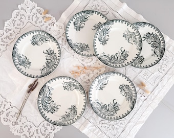 6 earthenware soup plates, Iris pattern, Saint Amand, early 20th century