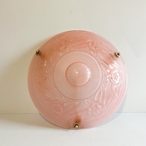 Pendant basin ceiling light fixture in pressed molded glass, art deco 1930