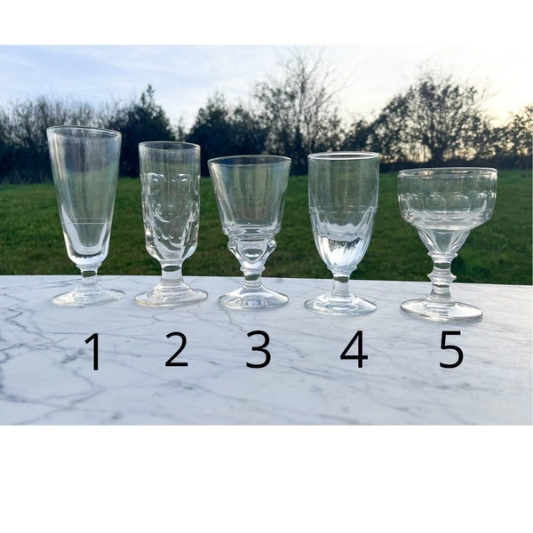 Blown glass absinthe glasses, 19th