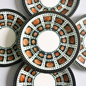 5 assiettes à dessert , modèle Bernadette , Boch La Louvière , milieu 20ème