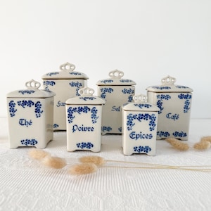 Rare et belle série de 6 pots de cuisine en grès de Saint Uze , Saint Vallier, circa 1900'