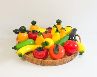 ガラスに入った果物と野菜、ムラーノ様式、イタリア、20世紀半ば