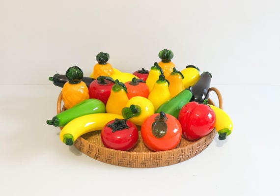 ガラスに入った果物と野菜、ムラーノ様式、イタリア、20世紀半ば