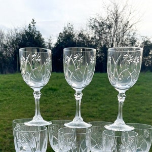6 Large cut crystal water or wine glasses from the 70s/80s