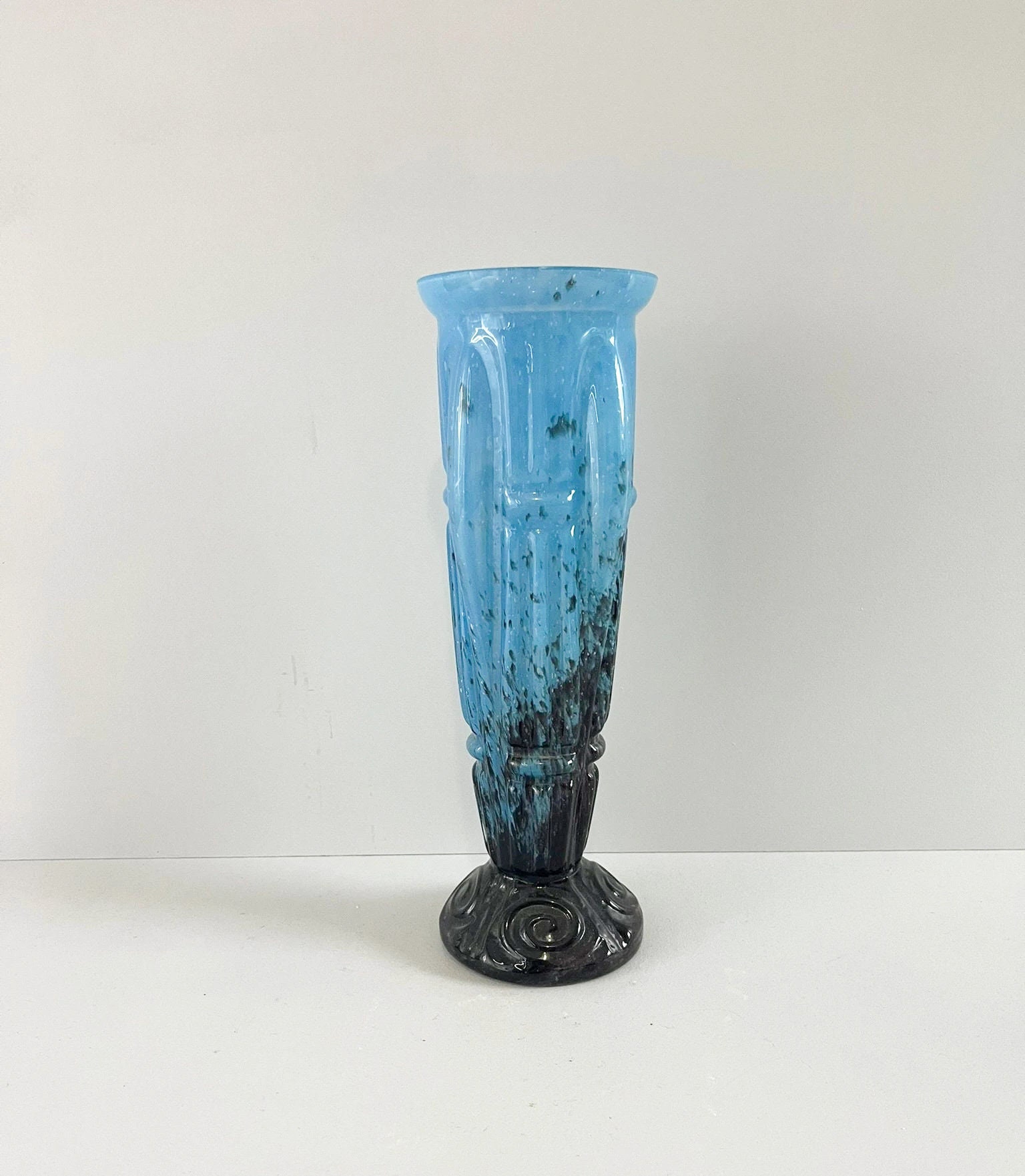 TRÈS BEAU VASE à collerette en opaline de foire bleu XIXe Napoléon III EUR 38,00 - FR