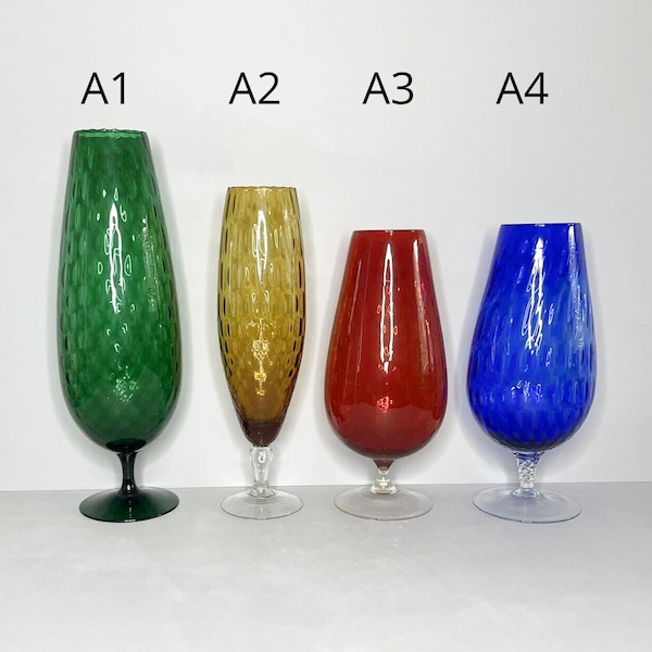 Grands vases en verre soufflé d' Empoli Italie , 1950 '