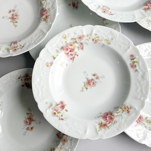 Porcelain soup plates, Lafarge Limoges, mid-20th century