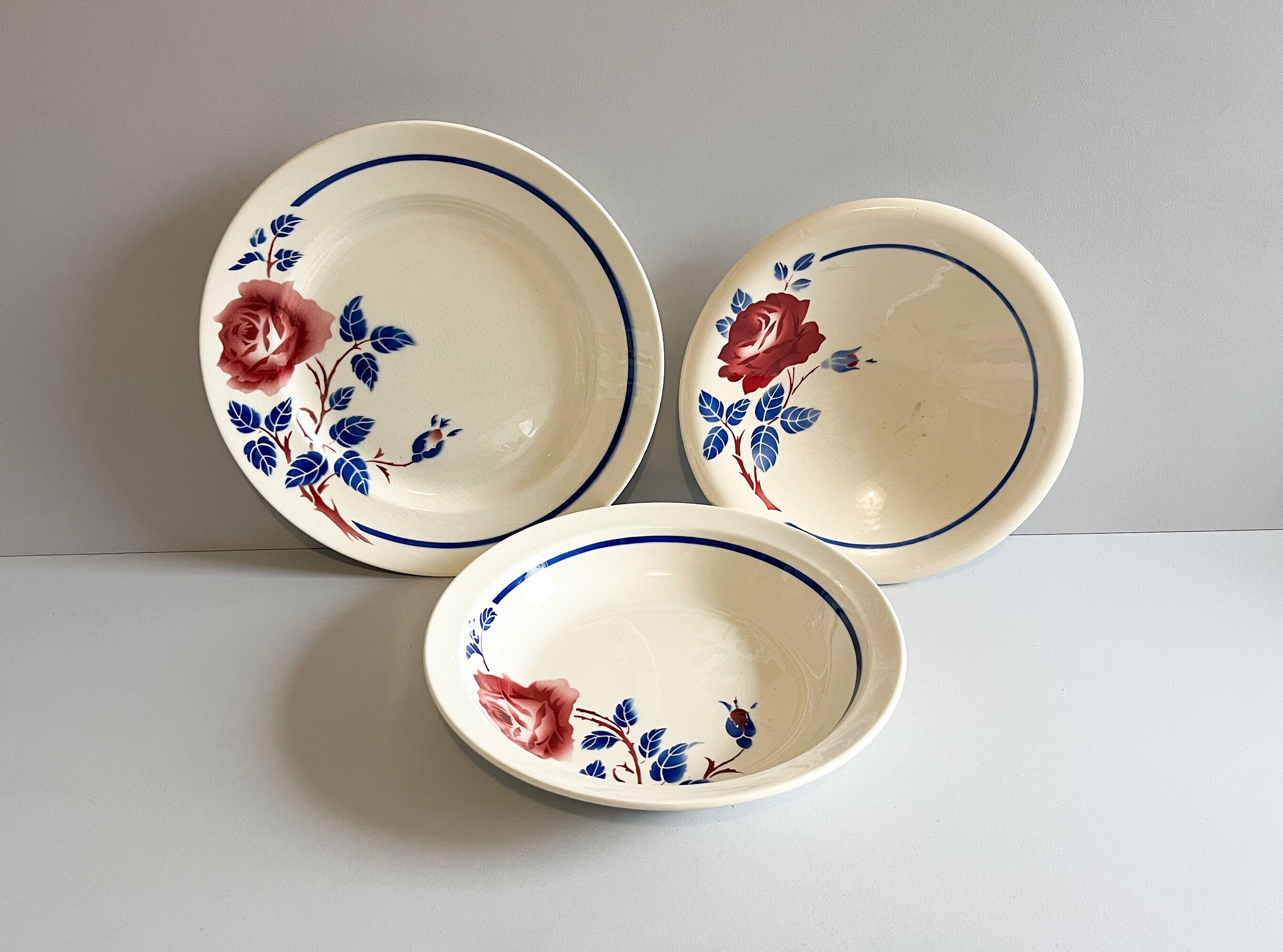 リュネヴィルスープ皿3枚セット シャンタルモデル皿3枚セット、リュネヴィル、20世紀初頭 - Etsy 日本