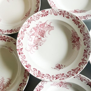 6 ironstone soup plates, Liseron model. FF Pexonne, early 20th century