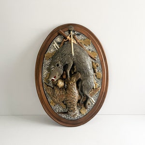 Large medallion, relief sculpture with hunting decor, hunting trophy, 19th century